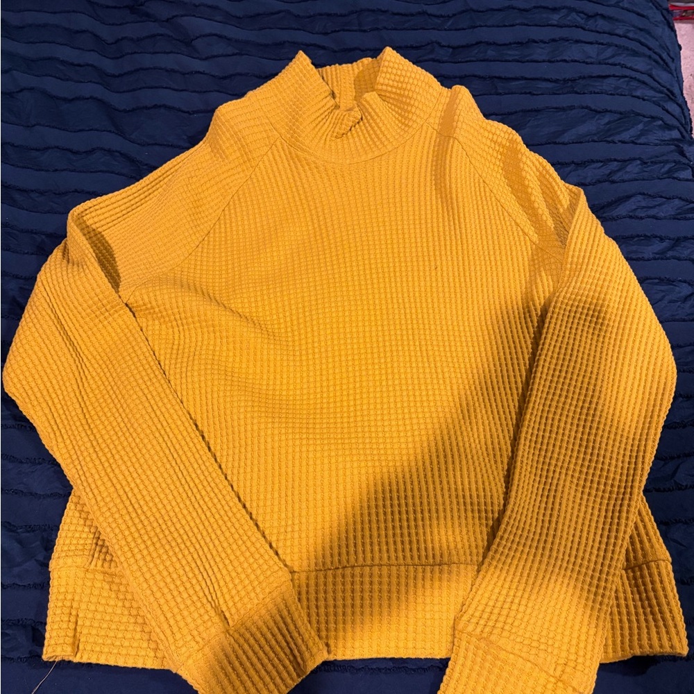 NEW The North Face Mustard Yellow Waffle Knit Sweater